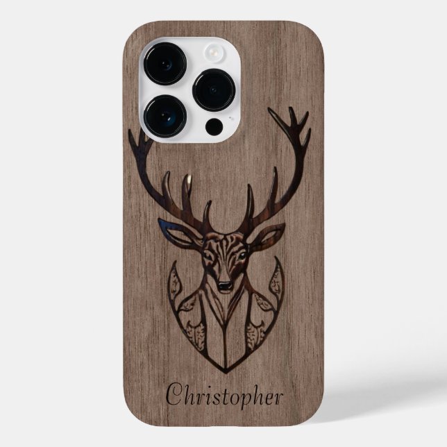Hirsch - eingraviertes Holz - Holz Case-Mate iPhone Hülle (Rückseite)