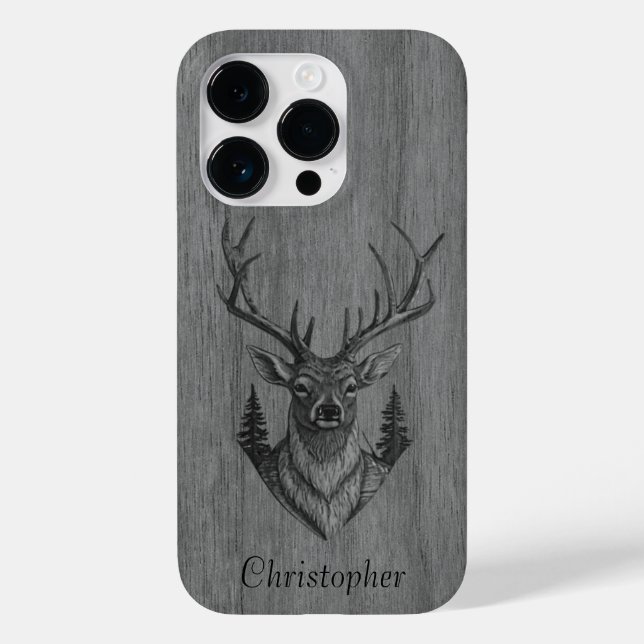 Hirsch - eingraviertes Holz - Holz Case-Mate iPhone Hülle (Rückseite)