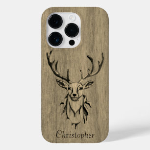 Hirsch - eingraviertes Holz - Holz Case-Mate iPhone 14 Pro Hülle
