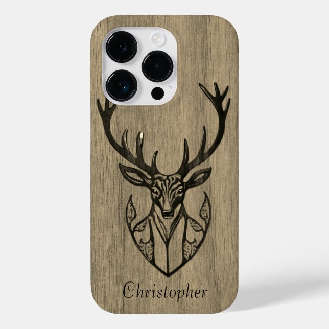 Hirsch - eingraviertes Holz - Holz Case-Mate iPhone Hülle (Rückseite)