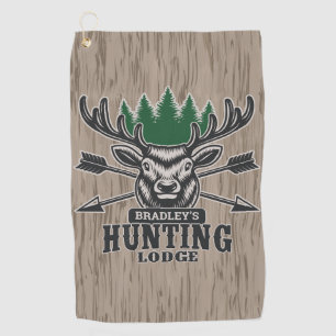 Hirsch-Elch-Jäger ADD NAME Bogenjagd Lodge Hütte Golfhandtuch