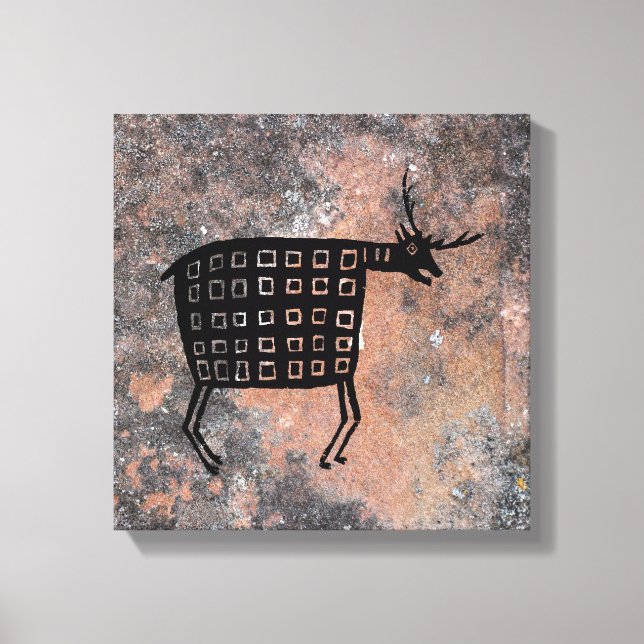 Hirsch/Elk, Flechterei, Keramik Leinwanddruck (Vorderseite)