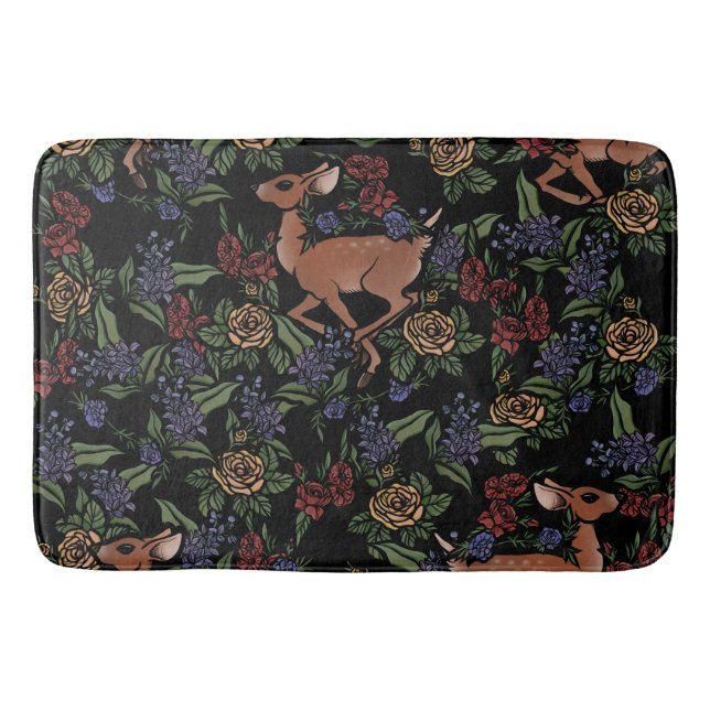 Hirsch Fawn Floral Pattern Badematte (Vorderseite)