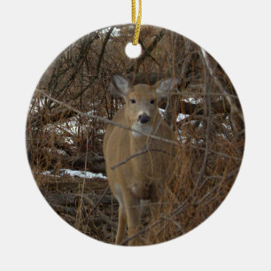 Hirsch-Foto-Ornament  Keramik Ornament