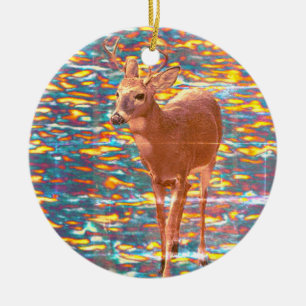 Hirsch-Foto-Weihnachtsdekoration Keramik Ornament
