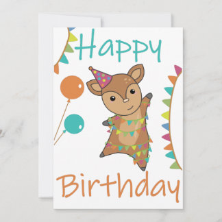 Hirsch Geburtstag wünscht Niedlichen Happy Rehkitz Einladung
