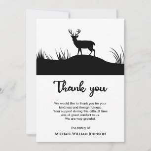 Hirsch Gedenkbestattung Schwarz und Weiß Minimalis Dankeskarte