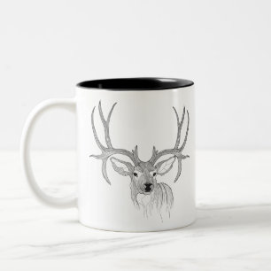 Hirsch, Hirsche, Saumwild, Hirsche, Hirsche, Schwa Zweifarbige Tasse