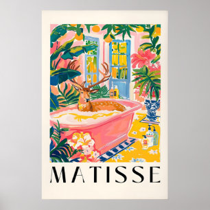 Hirsch im Badewanne-Kunstposter Mid-Century Modern Poster