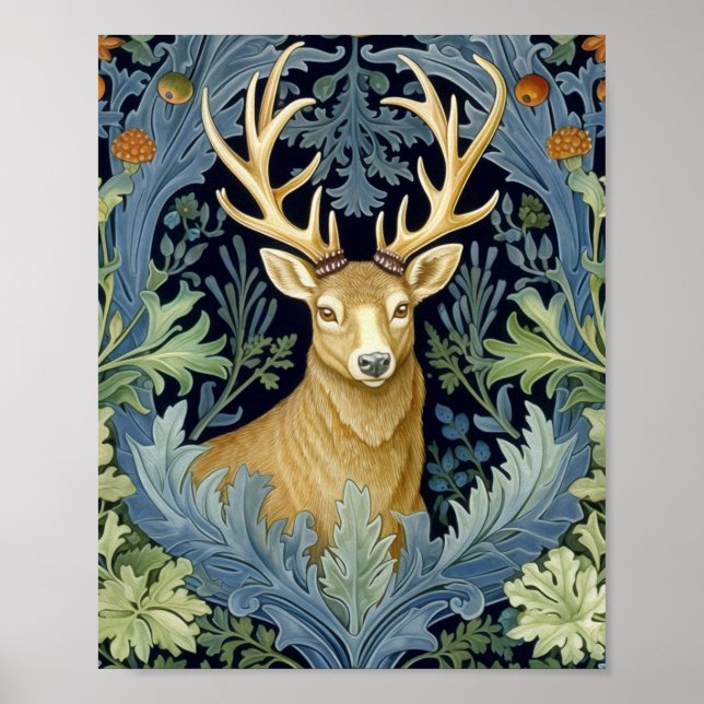 Hirsch im Jugendstil Poster (Vorne)
