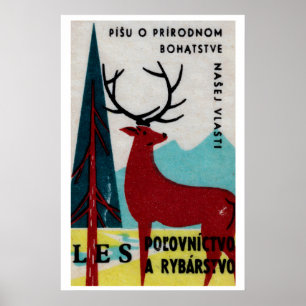 Hirsch im Wald - Matchbox Druck - Tschechische Wan Poster