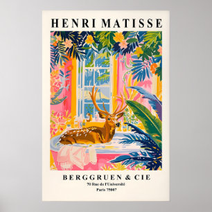 Hirsch in der Badewanne lustiger Poster, Matisse-D Poster