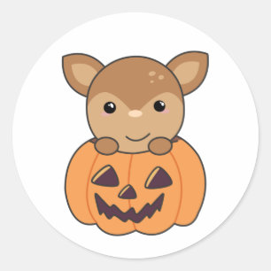 Hirsch in Kürkin Sweet Deer Happy Halloween Classi Runder Aufkleber