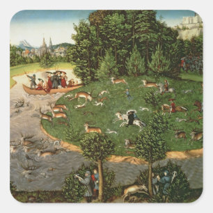 Hirsch-Jagd des Wählers Friedrich III die "klugen Quadratischer Aufkleber