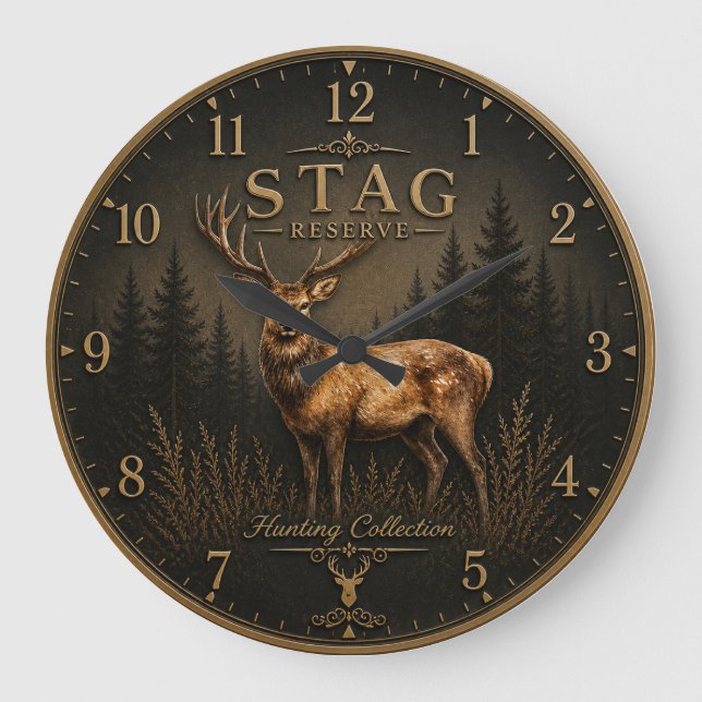 HIRSCH – JAGDKOLLEKTION  GROßE WANDUHR (Vorderseite)