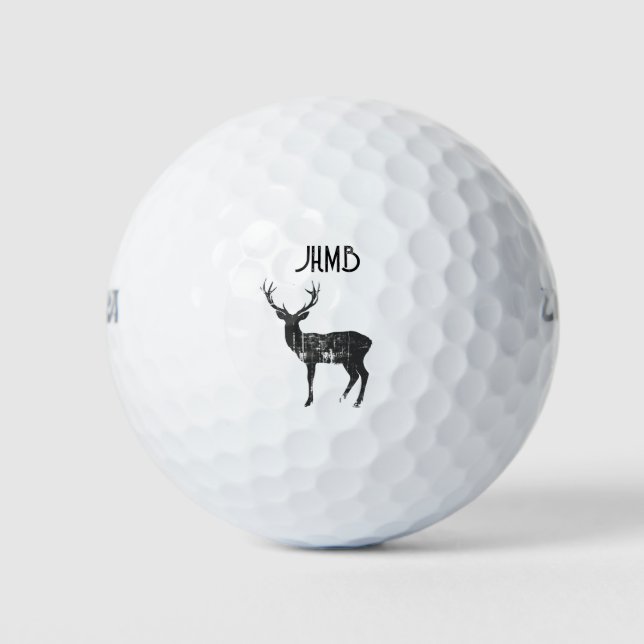 Hirsch-Logo Monogramm-Kunst Golfball (Vorderseite)