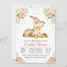 Hirsch Mama und Baby Wald Dusche Floral Pfirsich
