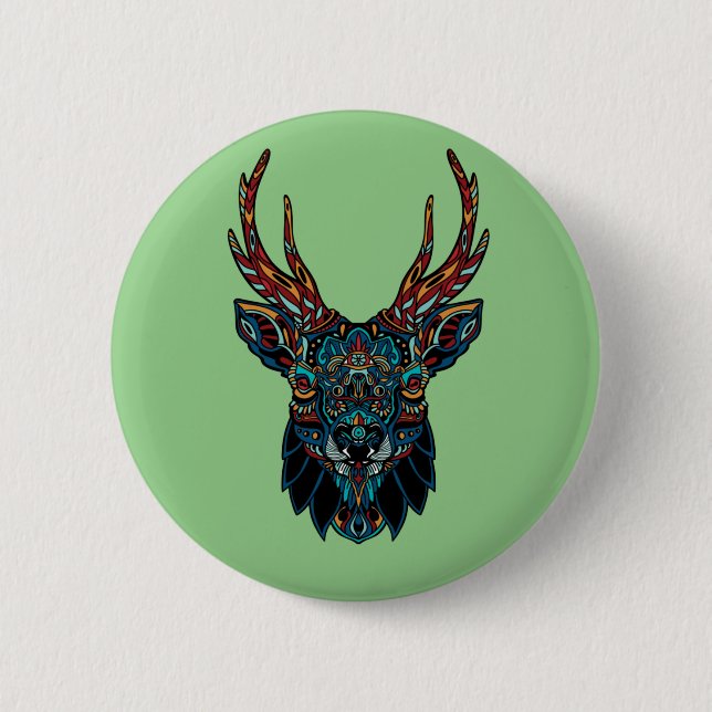 Hirsch Mandala Button (Vorderseite)