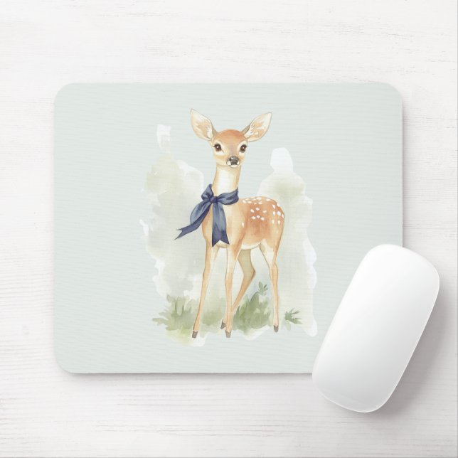 Hirsch mit blauem Band Mousepad (Mit Mouse)