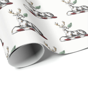 Hirsch mit Farn Heraldische Wappen-Emblem Geschenkpapier