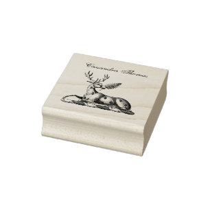 Hirsch mit Farn Heraldische Wappen-Emblem Gummistempel