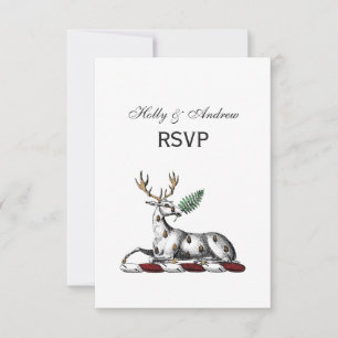Hirsch mit Farn Wappensymbol RSVP Karte