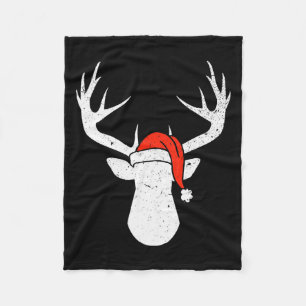 Hirsch mit Santa-Hut Weihnachts-Pyjama-Jagd-Gesche Fleecedecke