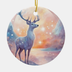 Hirsch mit Sternen wasserfarben pastell Gemälde Keramik Ornament