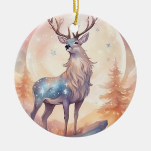 Hirsch mit sternen wasserfarben pastell Gemälde Keramik Ornament