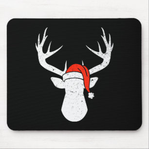 Hirsch mit Weihnachtsmannmütze Weihnachts-Pyjama-J Mousepad