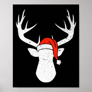 Hirsch mit Weihnachtsmannmütze Weihnachts-Pyjama-J Poster