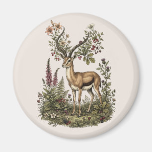 Hirsch mit Wildblume Magnet