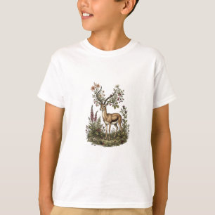 Hirsch mit Wildblume T-Shirt