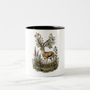 Hirsch mit Wildblume Zweifarbige Tasse