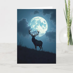 Hirsch Mondlicht Weihnachtskarte Karte