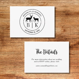 Hirsch Monogram Rustic Country Wedelname Begleitkarte