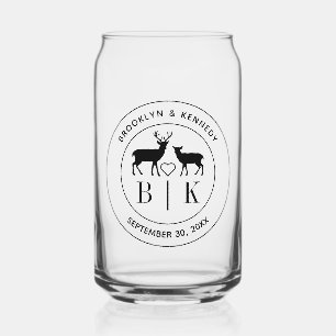 Hirsch Monogram Rustic Country Wedelname Dosenglas