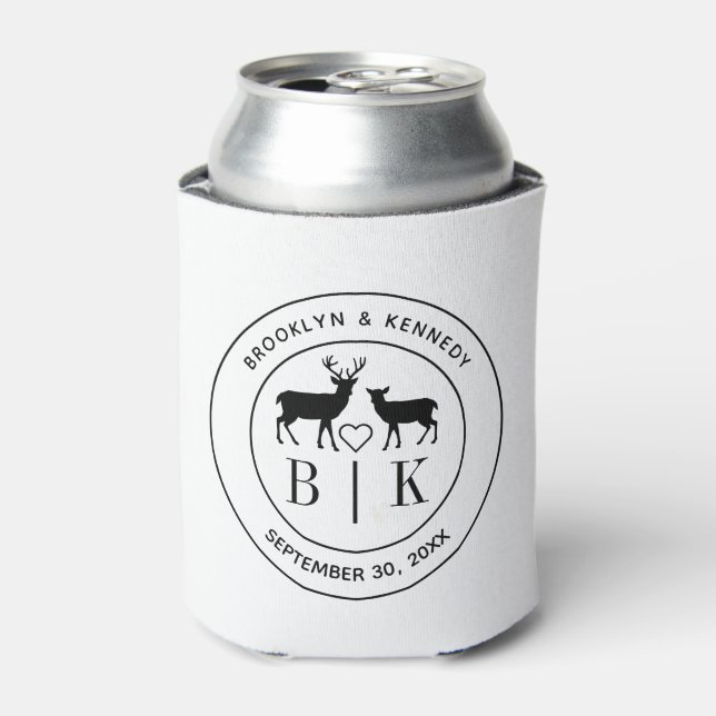 Hirsch Monogram Rustic Country Wedelname Dosenkühler (Kanne Vorderseite)