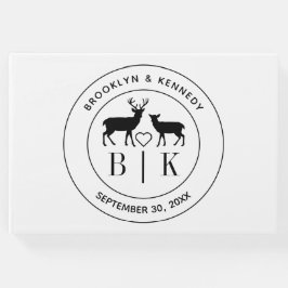Hirsch Monogram Rustic Country Wedelname Gästebuch