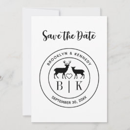 Hirsch Monogram Rustic Country Wedelname Save The Date