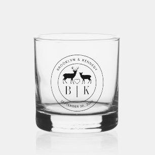 Hirsch Monogram Rustic Country Wedelname Whiskyglas