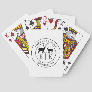 Hirsch-Monogramm Rustikale Country-Hochzeit Ehepar Spielkarten