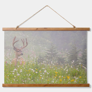 Hirsch Mount Rainier Nationalpark Wandteppich Mit Holzrahmen