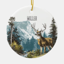 Hirsch Natur  Keramik Ornament