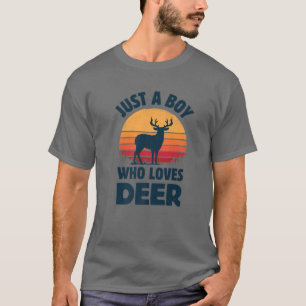 Hirsch Nur Ein Junge Der Elch Liebt Retro Vintage T-Shirt