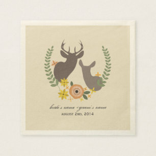 Hirsch + Orange Floral Wedding Napkins Serviette