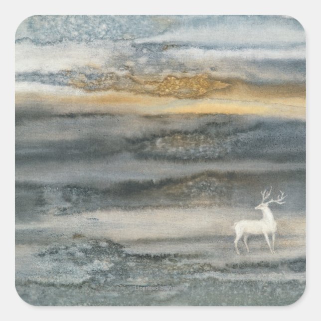 Hirsch Quadratischer Aufkleber (Vorderseite)