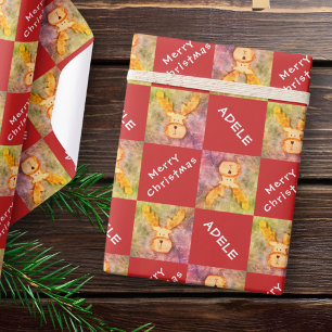 Hirsch Rentiere Kinder Name Frohe Weihnachten Urla Geschenkpapier