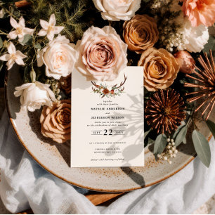 Hirsch Rost Terrakotta Blumen rustikal elegant mod Einladung