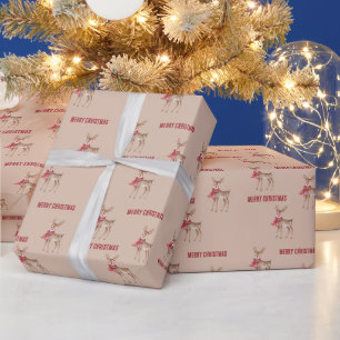 Hirsch roter Schal Weihnachten Geschenkpapier